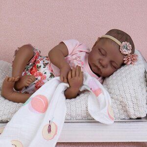 Lifelike Reborn Baby Dolls Black Girl 18 Inch Sleeping Realistic Baby Doll